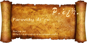 Parovsky Örs névjegykártya